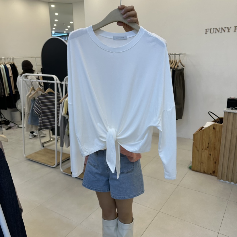 FUNNY POWDER東大門直郵女裝新品熱賣26春夏長袖T恤系帶THE FUNNY長袖T恤圖色1