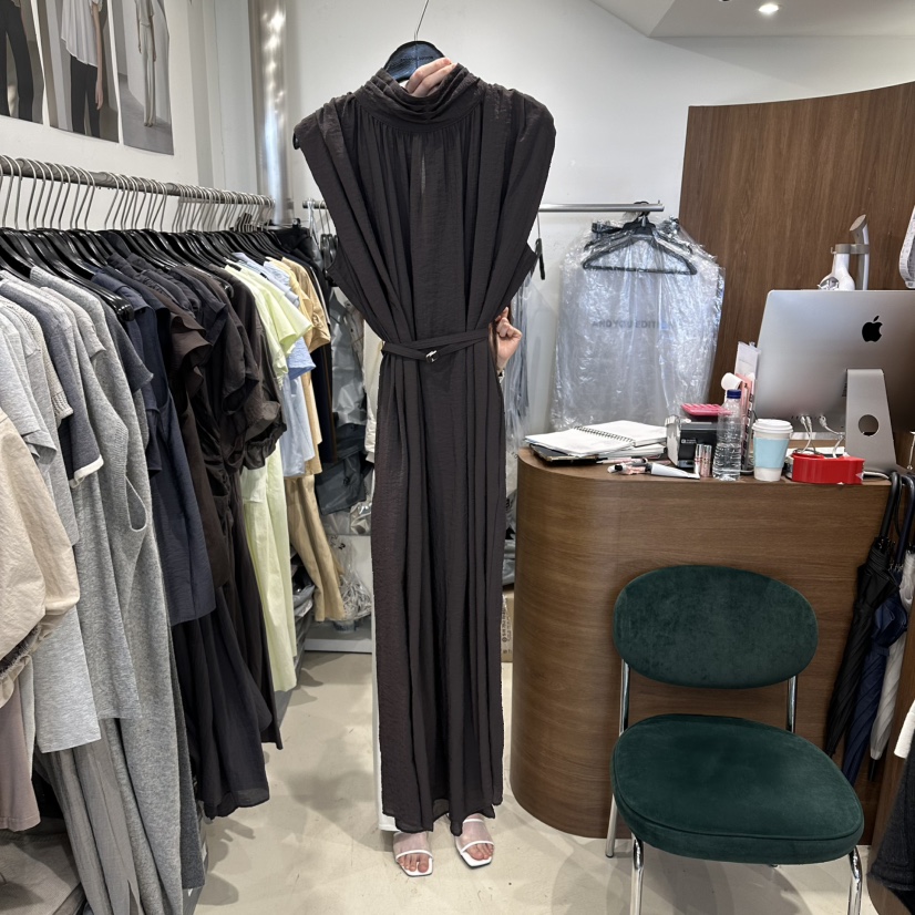 LE EDITION/LEBOENE韓國代購女裝新款休閑連衣裙含腰帶LE EDITION/LEBOENE連衣裙圖色2棕色