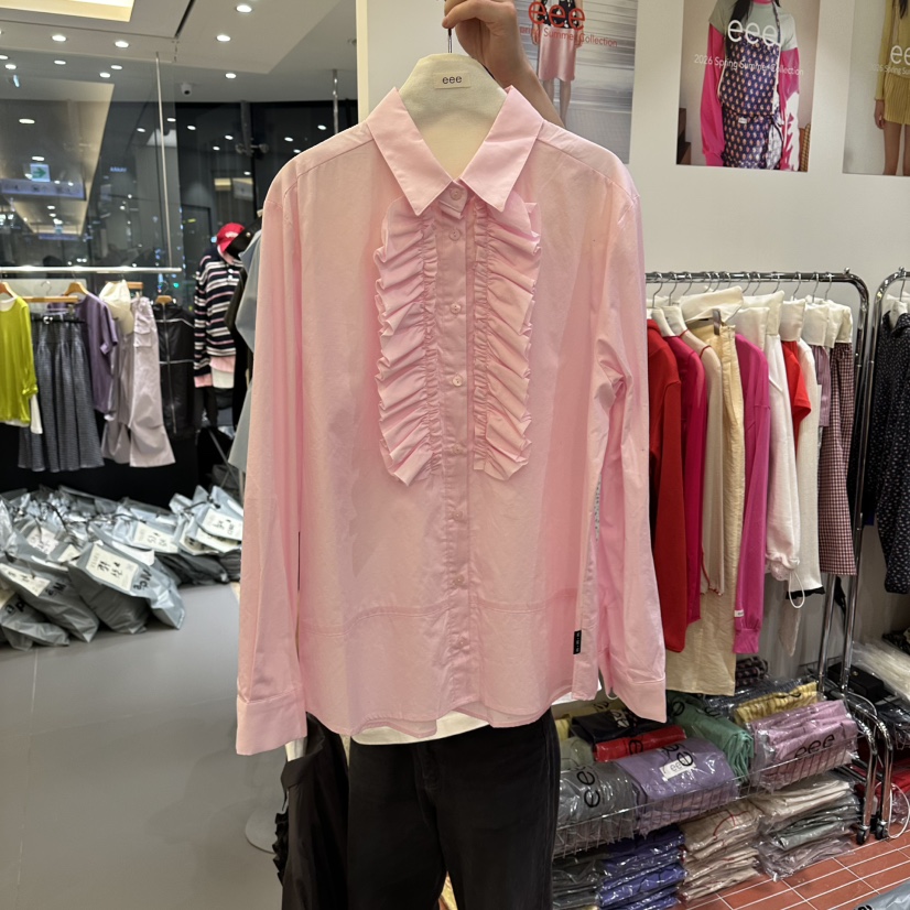 E/E/E東大門直郵女裝新款推薦26春夏職業真品襯衫蕾絲衫E/E/E襯衫/蕾絲衫圖色1