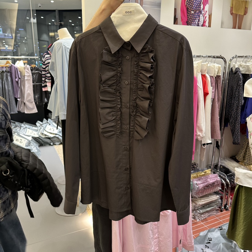 E/E/E東大門直郵女裝新款推薦26春夏職業真品襯衫蕾絲衫E/E/E襯衫/蕾絲衫圖色2