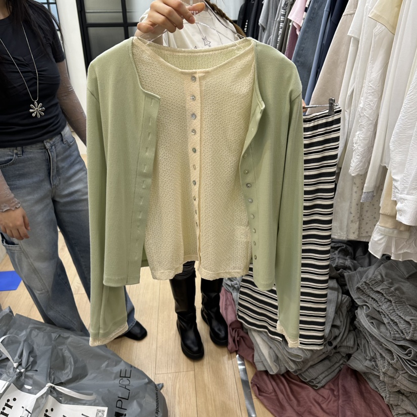 ARR東大門實拍女士新款休閑時尚熱賣職業針織衫假兩件開衫ARR針織衫圖色1