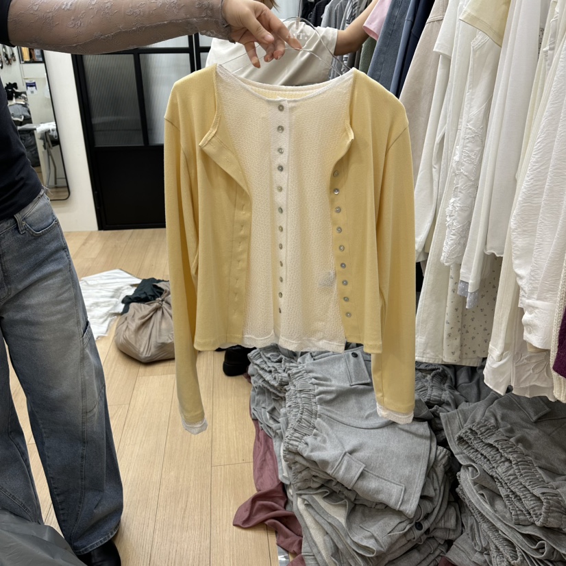 ARR東大門實拍女士新款休閑時尚熱賣職業針織衫假兩件開衫ARR針織衫圖色2