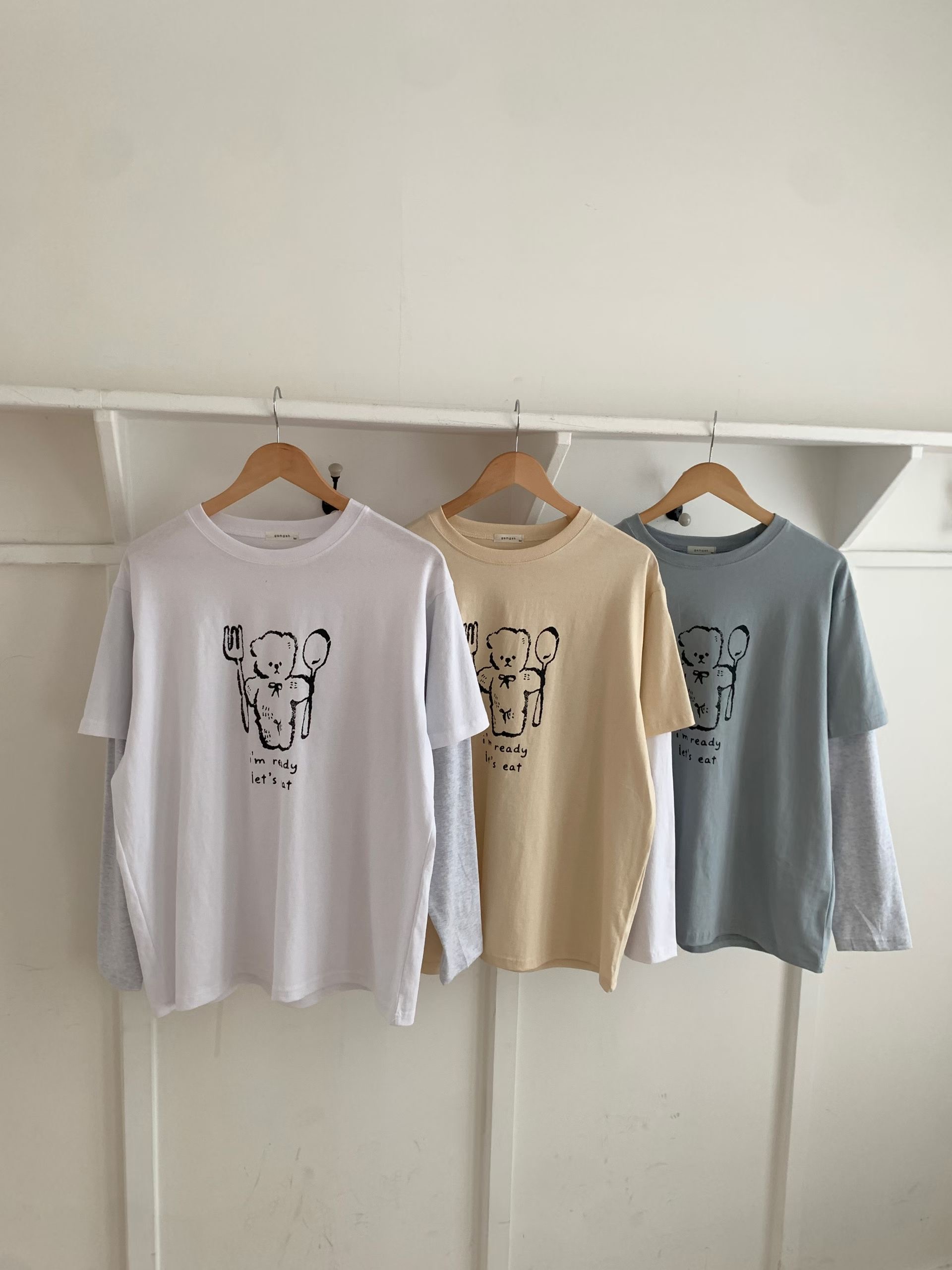 GAMGAK/NEMORETHING東大門實拍女裝新款熱賣長袖T恤雙層GAMGAK/NEMORETHING長袖T恤圖色2左二色