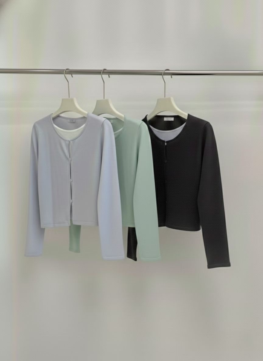 GAMGAK/NEMORETHING韓國直郵女士新款時尚休閑針織衫假兩件GAMGAK/NEMORETHING針織衫圖色3左三色