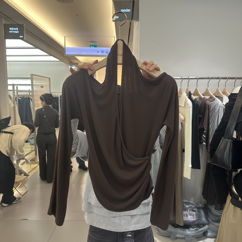 RENDER東大門直郵女裝新款休閑真品26春夏推薦職業長袖T恤RENDER長袖T恤圖色4棕色