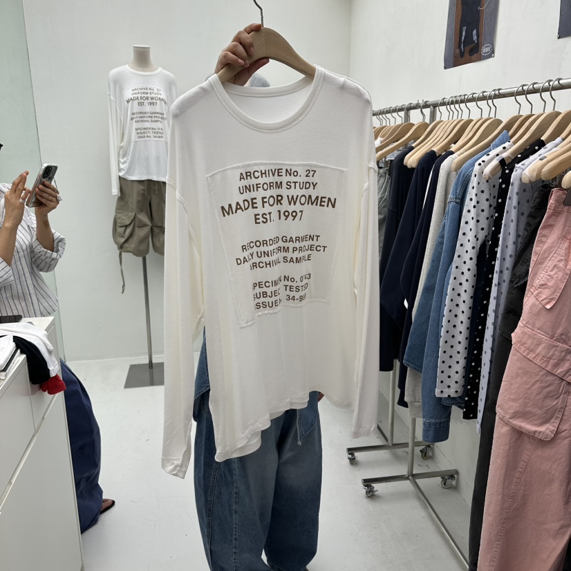 CHAV韓國代購女裝新款推薦休閑26春夏熱賣真品人氣長袖T恤CHAV長袖T恤圖色1