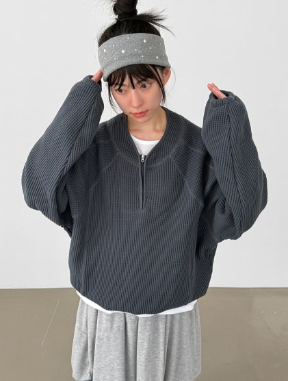 HESTORY韓國直郵實拍女士新品時尚推薦針織衫男女同款拉鏈HESTORY針織衫