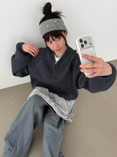 HESTORY韓國直郵實拍女士新品時尚推薦針織衫男女同款拉鏈HESTORY針織衫