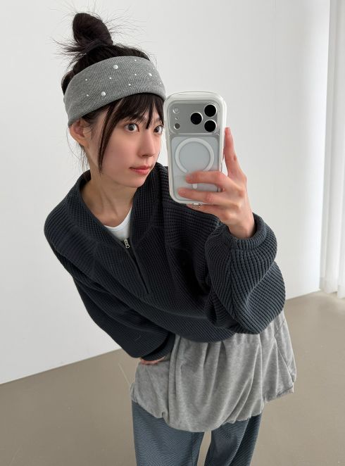 HESTORY韓國直郵實拍女士新品時尚推薦針織衫男女同款拉鏈HESTORY針織衫