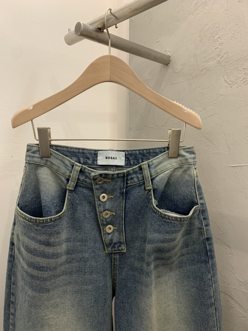 MOSAIC韓國直郵女士新款真品時尚職業休閑26春夏牛仔褲鏤空MOSAIC牛仔褲