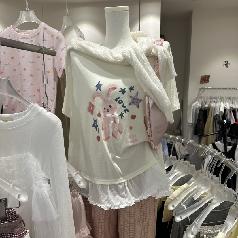 MIMME/LOOKK韓國代購女裝新品休閑26春夏熱賣T恤假兩件棉MIMME/LOOKKT恤圖色3