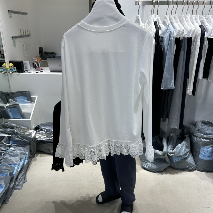 RICH SISTER韓國東大門直郵女裝新品26春夏長袖T恤棉質蕾絲RICH SISTER長袖T恤