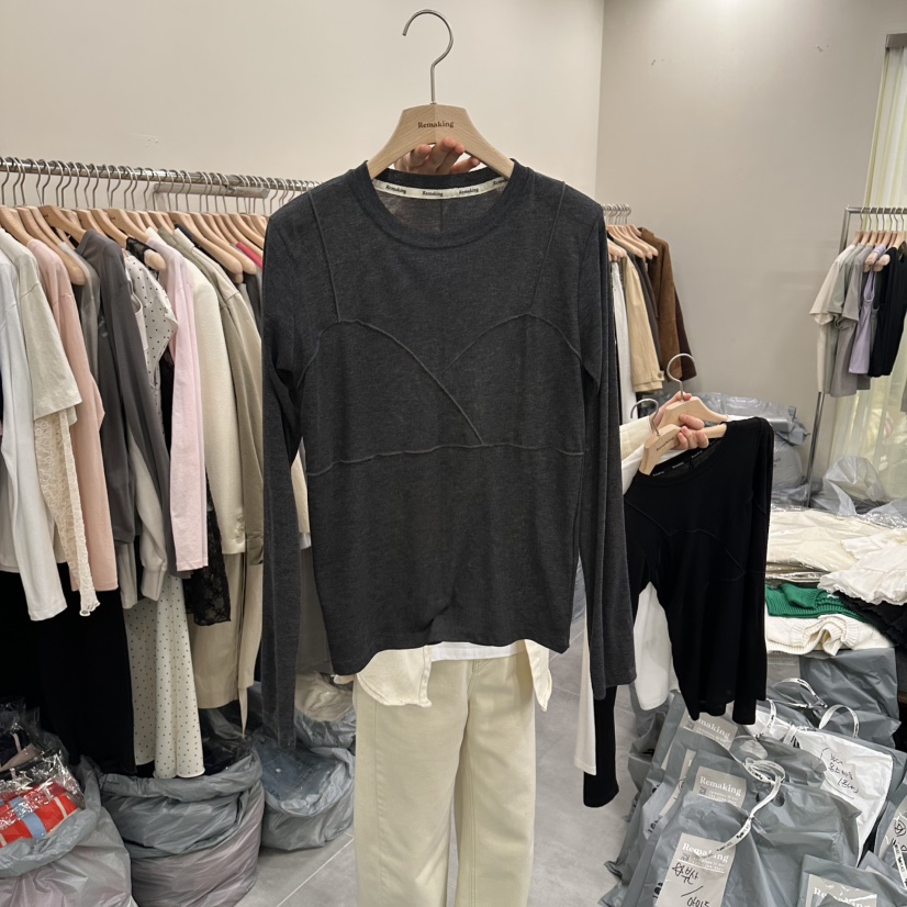 URBANSTORY/REMAKING韓國東大門直郵女裝新款26春夏長袖T恤Remaking/URBANSTORY長袖T恤圖色3墨色