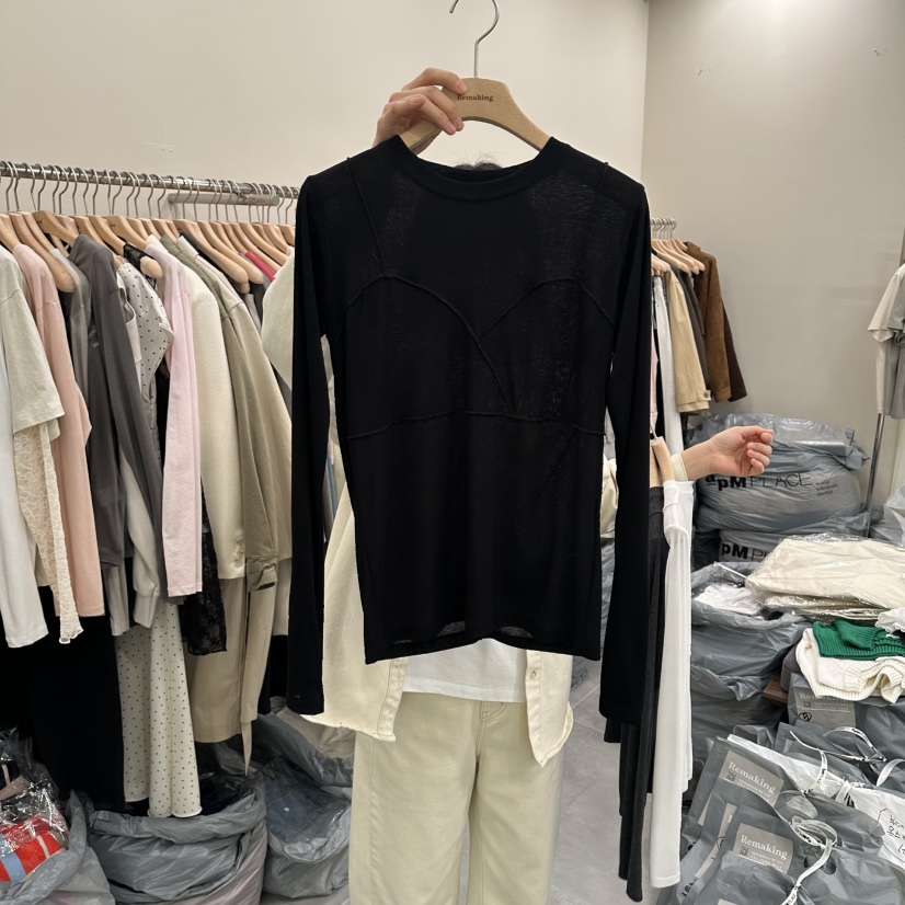 URBANSTORY/REMAKING韓國東大門直郵女裝新款26春夏長袖T恤Remaking/URBANSTORY長袖T恤圖色4黑色