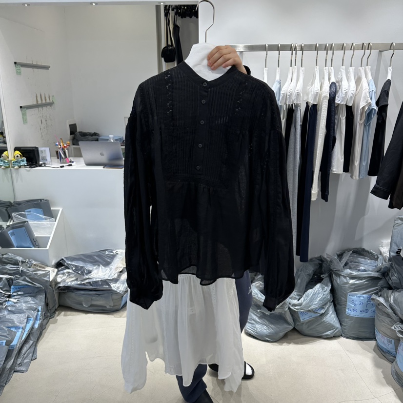 RICH SISTER韓國直郵實拍女士新品休閑熱賣襯衫蕾絲衫褶裥RICH SISTER襯衫/蕾絲衫圖色2