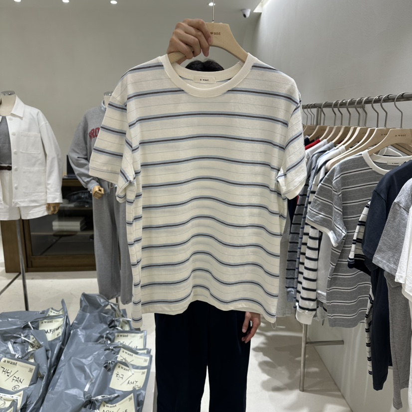 A WANT東大門代購女裝新款真品26春夏時尚職業推薦T恤條紋A WANTT恤圖色1