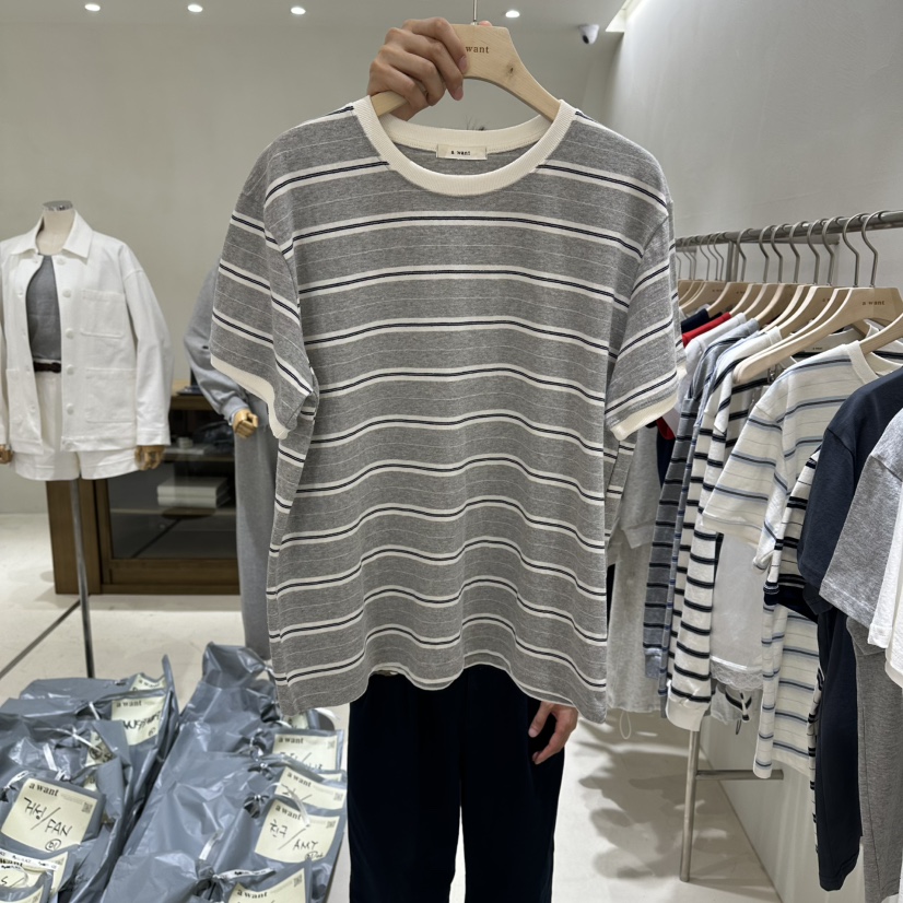 A WANT東大門代購女裝新款真品26春夏時尚職業推薦T恤條紋A WANTT恤圖色2