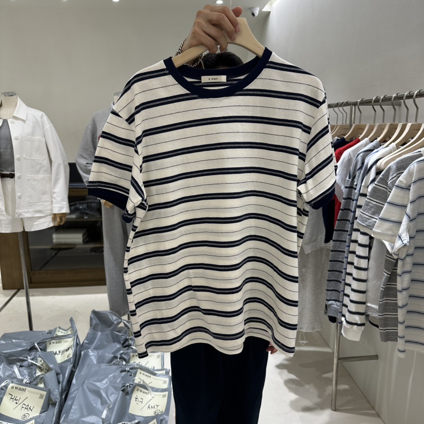 A WANT東大門代購女裝新款真品26春夏時尚職業推薦T恤條紋A WANTT恤圖色3