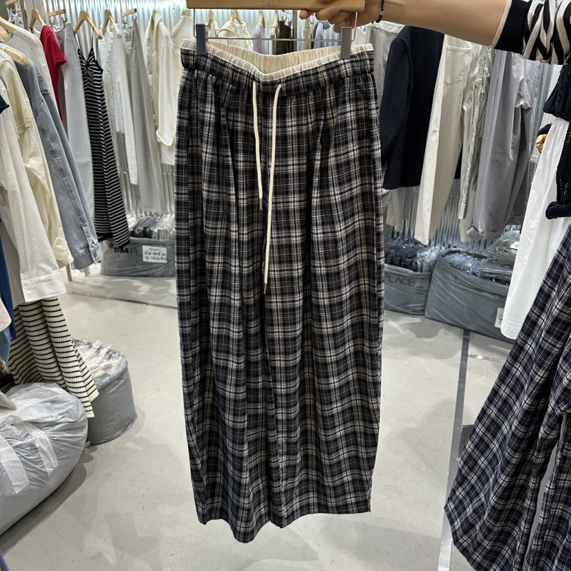 ALEGRE韓國代購女士新品真品熱賣休閑推薦26春夏休閑褲格紋ALEGRE休閑褲圖色1