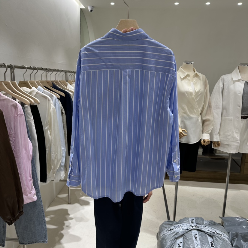 A WANT韓國代購女裝新品休閑時尚人氣職業襯衫蕾絲衫條紋A WANT襯衫/蕾絲衫