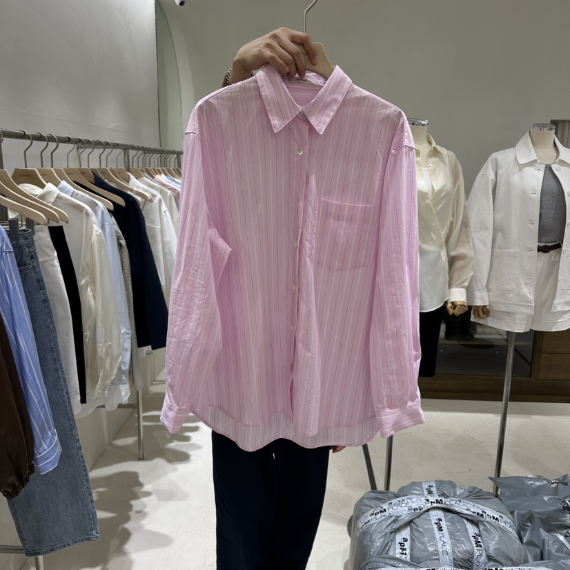 A WANT韓國代購女裝新品休閑時尚人氣職業襯衫蕾絲衫條紋A WANT襯衫/蕾絲衫圖色1