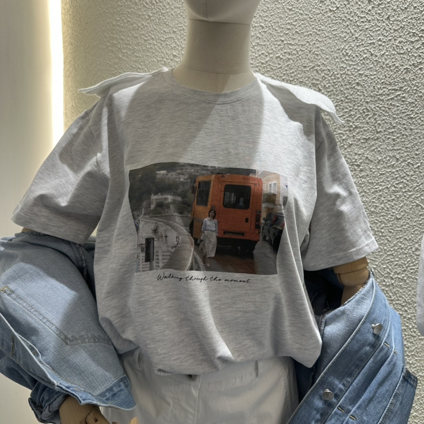 BLUEI-D/N SHARP韓國直郵實拍女裝新品時尚26春夏休閑T恤Blue i-d/N SHARPT恤圖色1灰白色