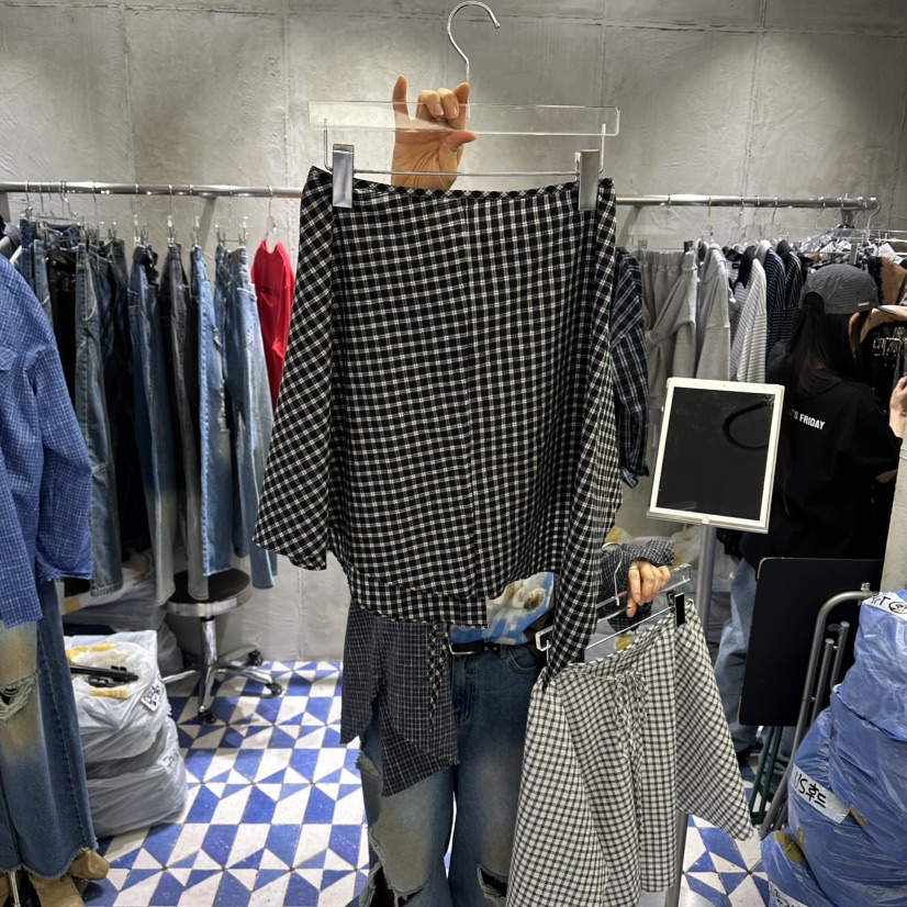 AMOUR韓國代購女裝新款人氣休閑熱賣時尚半身裙中短裙格紋AMOUR半身裙/中短裙