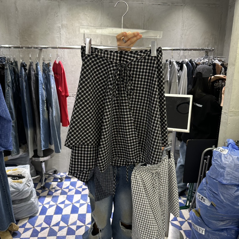 AMOUR韓國代購女裝新款人氣休閑熱賣時尚半身裙中短裙格紋AMOUR半身裙/中短裙圖色2