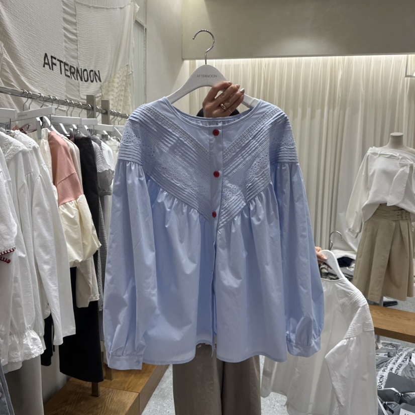 AFTERNOON韓國直郵女士新品26春夏職業推薦時尚襯衫蕾絲衫AFTERNOON襯衫/蕾絲衫圖色2