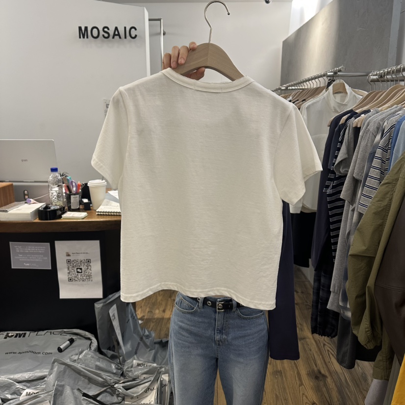 MOSAIC韓國直郵實拍女士新品職業推薦時尚休閑26春夏T恤刺繡MOSAICT恤