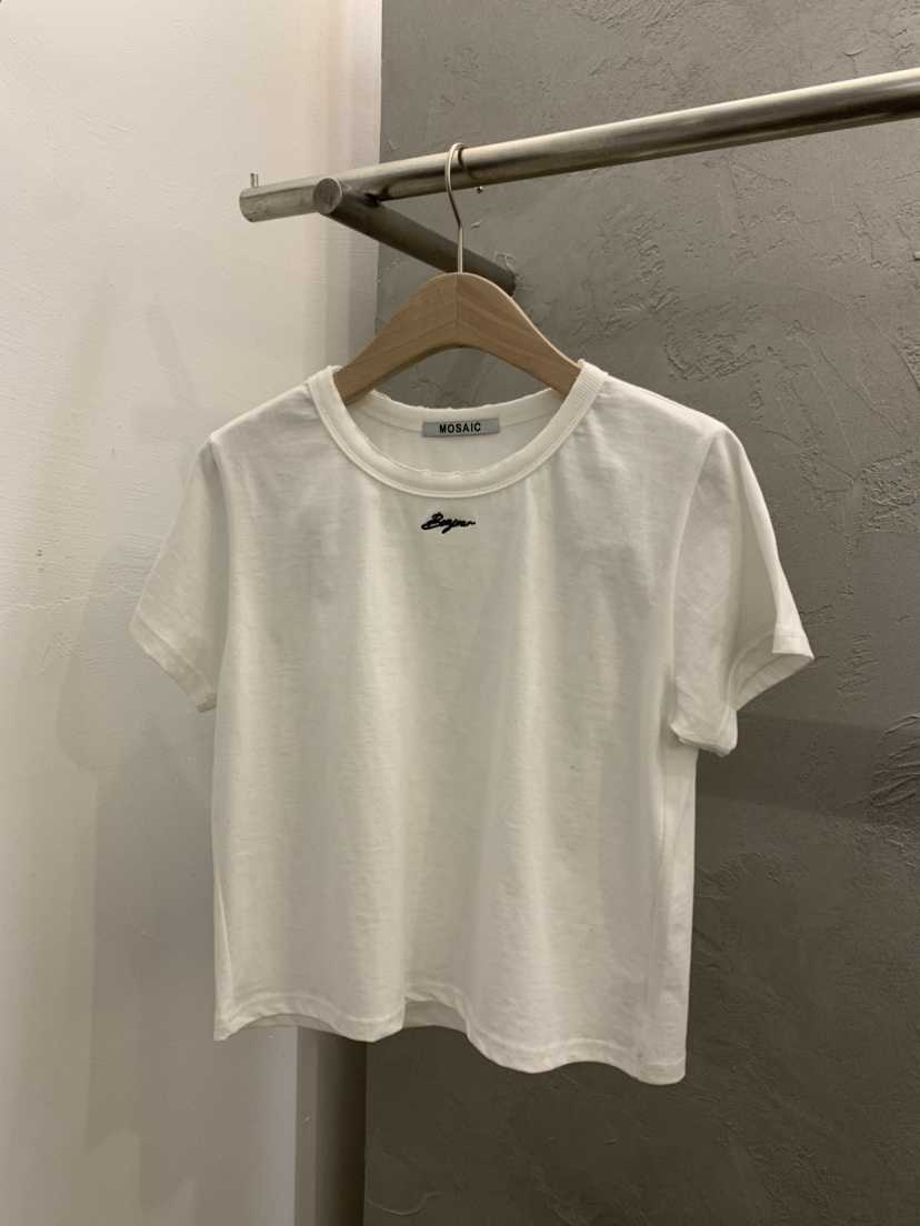 MOSAIC韓國直郵實拍女士新品職業推薦時尚休閑26春夏T恤刺繡MOSAICT恤圖色1