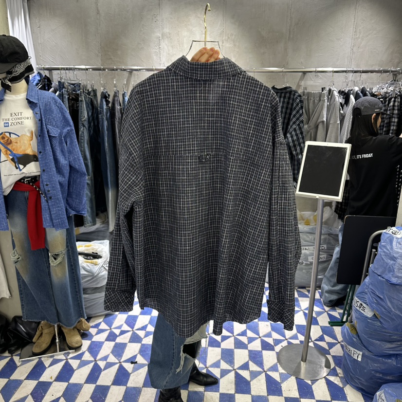 AMOUR韓國東大門代購女裝新款休閑熱賣人氣襯衫蕾絲衫格子AMOUR襯衫/蕾絲衫