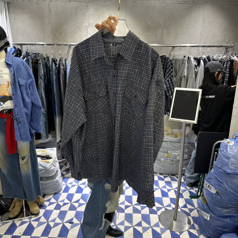 AMOUR韓國東大門代購女裝新款休閑熱賣人氣襯衫蕾絲衫格子AMOUR襯衫/蕾絲衫圖色2