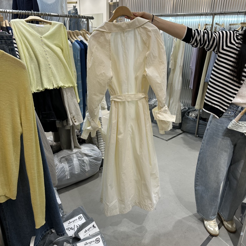 ALEGRE韓國東大門代購女士新品26春夏熱賣長款風衣含腰帶ALEGRE長款風衣