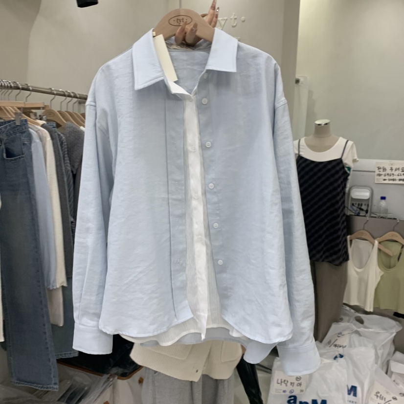 TAKE YOUE TIME韓國東大門直郵女士新款人氣襯衫蕾絲衫假兩件TAKE YOUE TIME襯衫/蕾絲衫圖色1