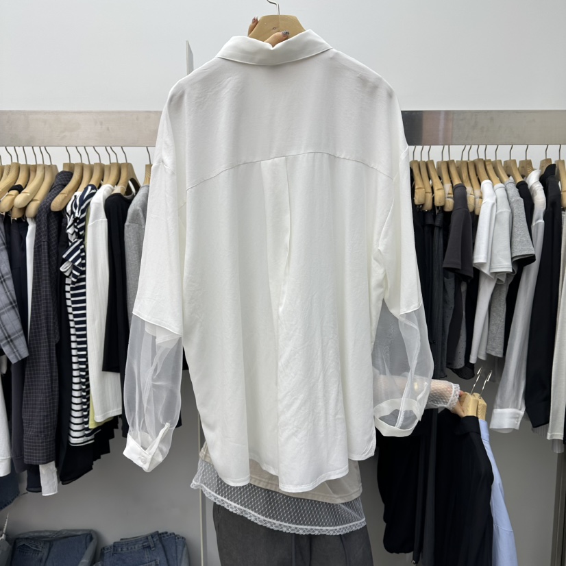 SPECIAL韓國直郵實拍女士新款推薦時尚26春夏襯衫蕾絲衫透明SPECIAL襯衫/蕾絲衫