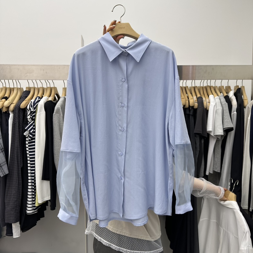 SPECIAL韓國直郵實拍女士新款推薦時尚26春夏襯衫蕾絲衫透明SPECIAL襯衫/蕾絲衫圖色1