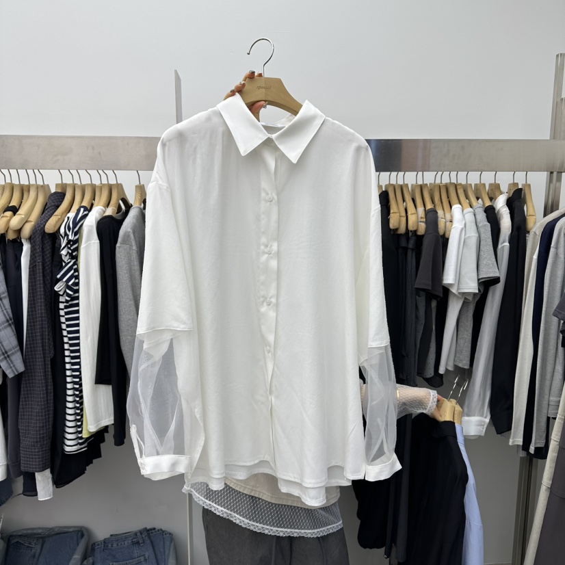 SPECIAL韓國直郵實拍女士新款推薦時尚26春夏襯衫蕾絲衫透明SPECIAL襯衫/蕾絲衫圖色2