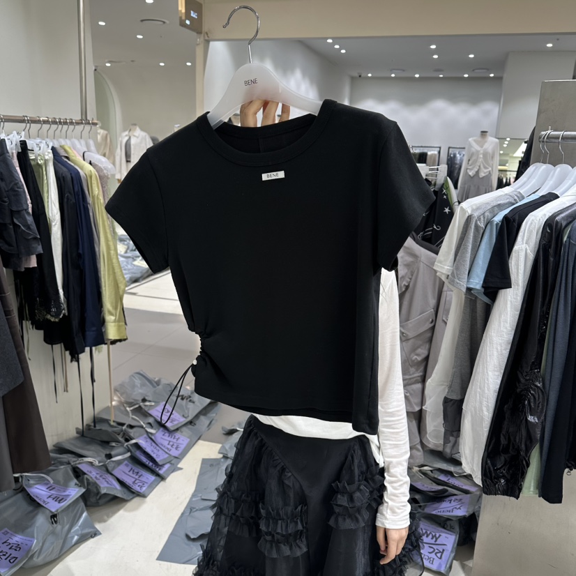 BENE韓國直郵女士新品26春夏人氣推薦熱賣休閑時尚職業T恤BENET恤圖色3黑色