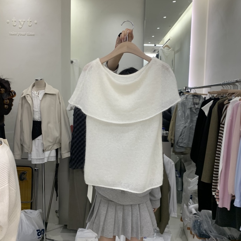 TAKE YOUE TIME韓國代購女士新款時尚休閑職業針織衫露肩TAKE YOUE TIME針織衫