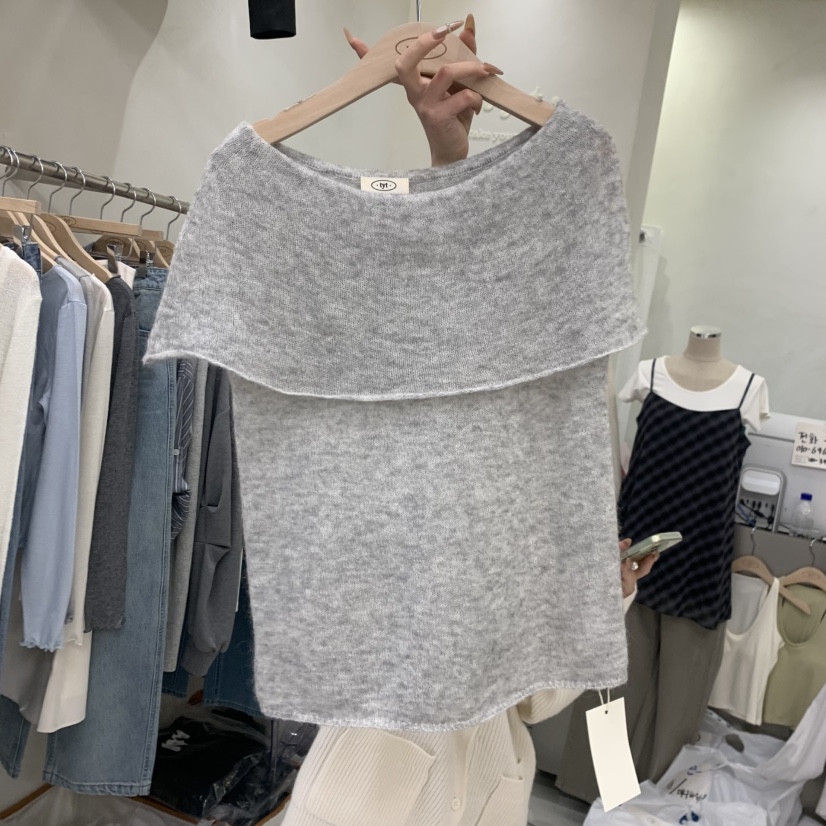 TAKE YOUE TIME韓國代購女士新款時尚休閑職業針織衫露肩TAKE YOUE TIME針織衫圖色1