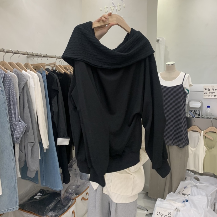 TAKE YOUE TIME韓國代購女裝新款休閑時尚職業衛衣露肩TAKE YOUE TIME衛衣