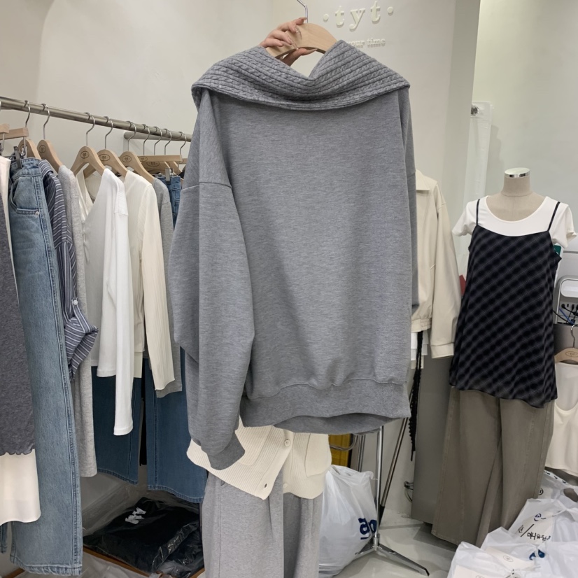 TAKE YOUE TIME韓國代購女裝新款休閑時尚職業衛衣露肩TAKE YOUE TIME衛衣