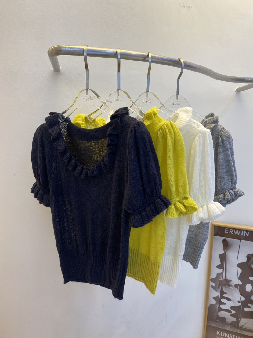 BLACK BIJOU韓國代購女士新品26春夏職業時尚針織衫荷葉邊BLACK BIJOU針織衫