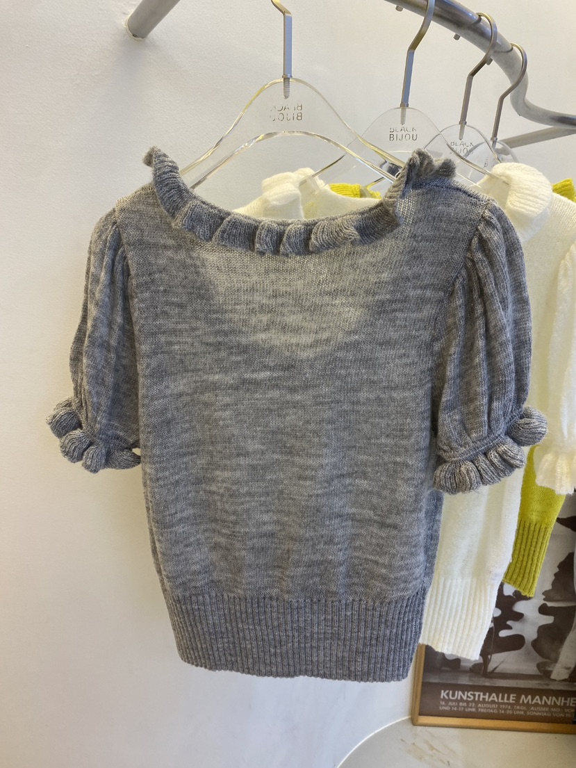 BLACK BIJOU韓國代購女士新品26春夏職業時尚針織衫荷葉邊BLACK BIJOU針織衫