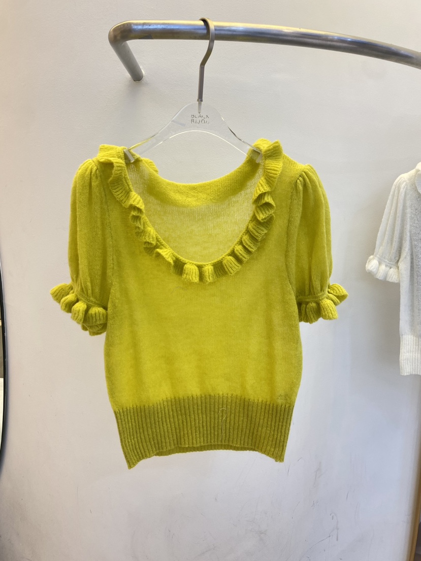 BLACK BIJOU韓國代購女士新品26春夏職業時尚針織衫荷葉邊BLACK BIJOU針織衫圖色1