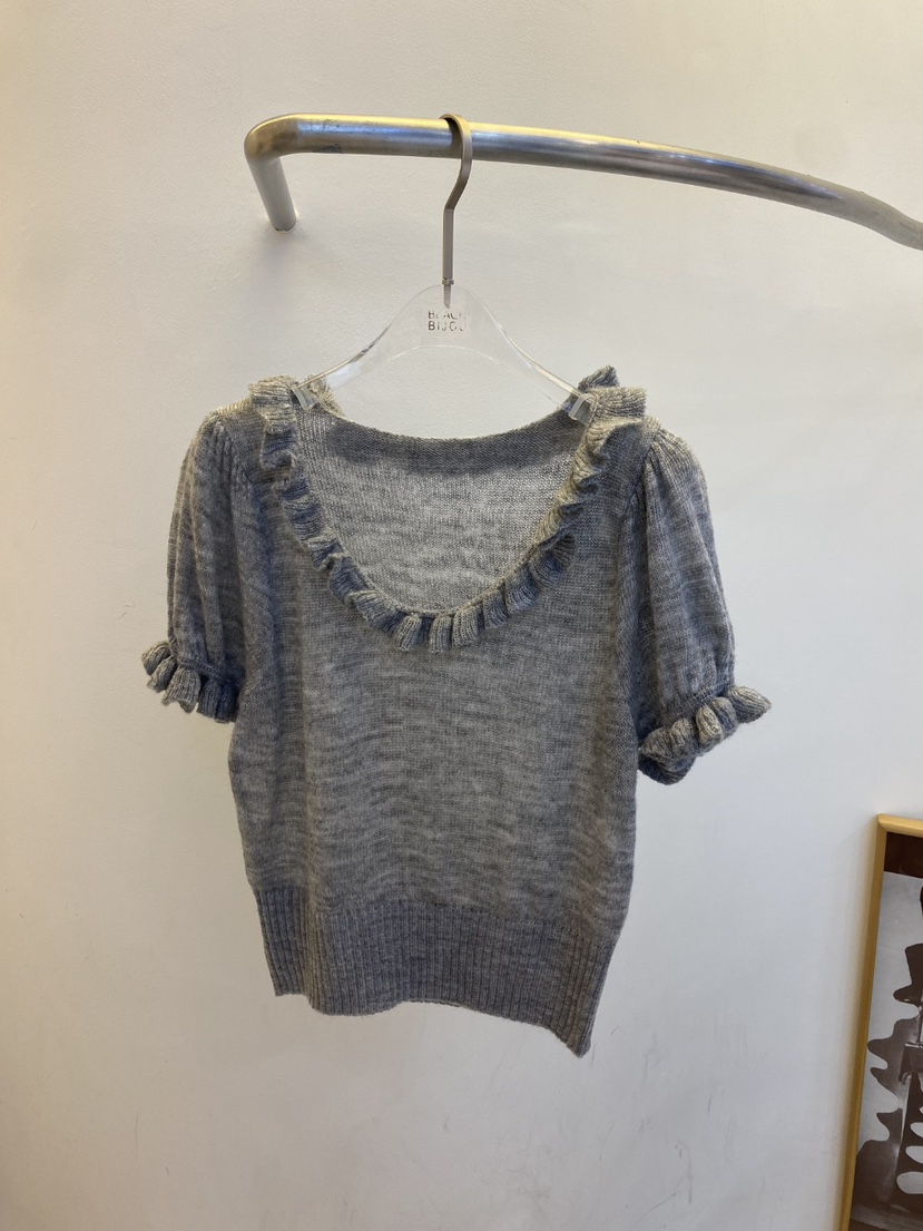 BLACK BIJOU韓國代購女士新品26春夏職業時尚針織衫荷葉邊BLACK BIJOU針織衫圖色2