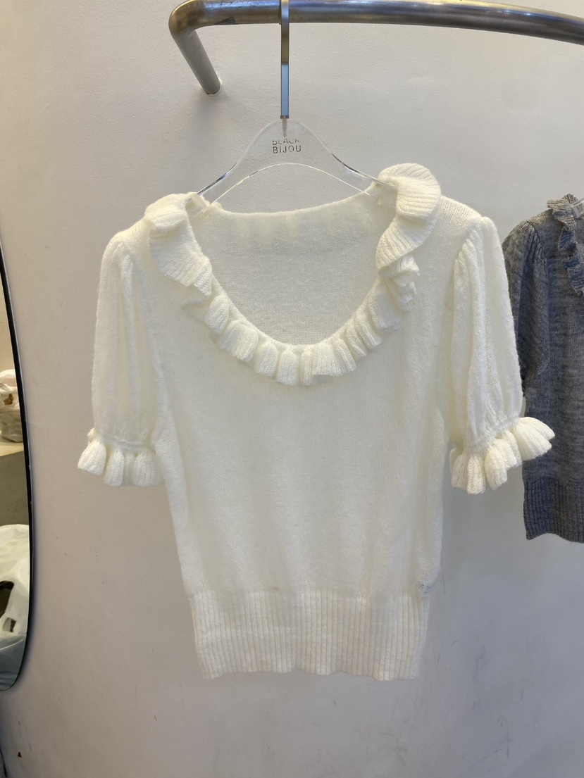 BLACK BIJOU韓國代購女士新品26春夏職業時尚針織衫荷葉邊BLACK BIJOU針織衫圖色3