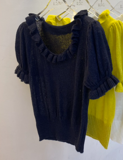 BLACK BIJOU韓國代購女士新品26春夏職業時尚針織衫荷葉邊BLACK BIJOU針織衫圖色4