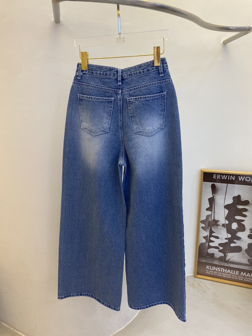 BLACK BIJOU韓國東大門代購女士新品職業熱賣牛仔褲闊腿褲BLACK BIJOU牛仔褲